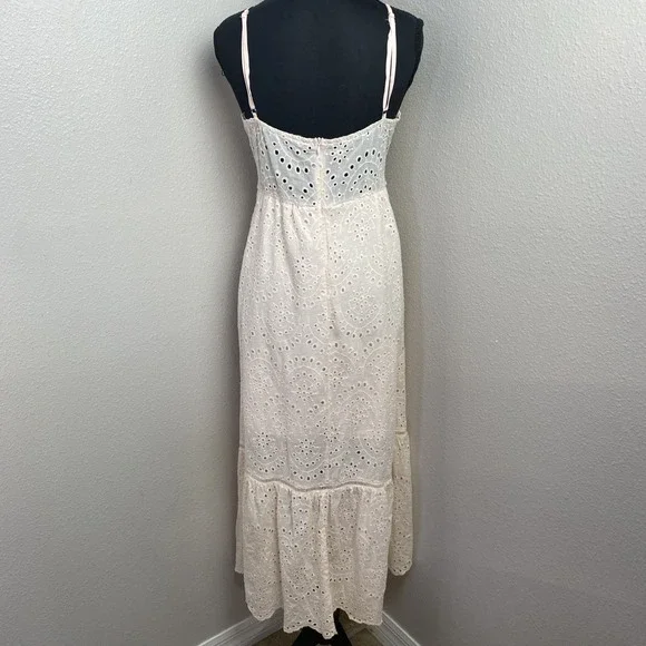 Simplee Dress Women's M Pink Lace Embroidered V Neck Pearl Buttons Baby Doll Y2K - Picture 4 of 13